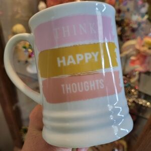 Think Happy Thoughts Mug ~ Fringe Studio ~ Cheerful Positve Vibes ~ VGUC